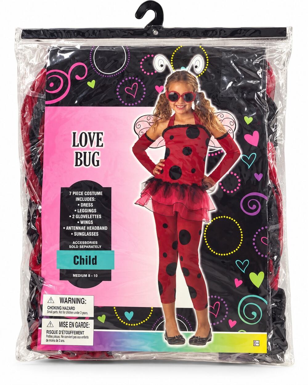 Love Bug Girls Halloween Costume Child Medium 8-10 Wings Ladybug 7 Piece